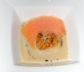 Parsnip soup w scallop at Mistral.JPG